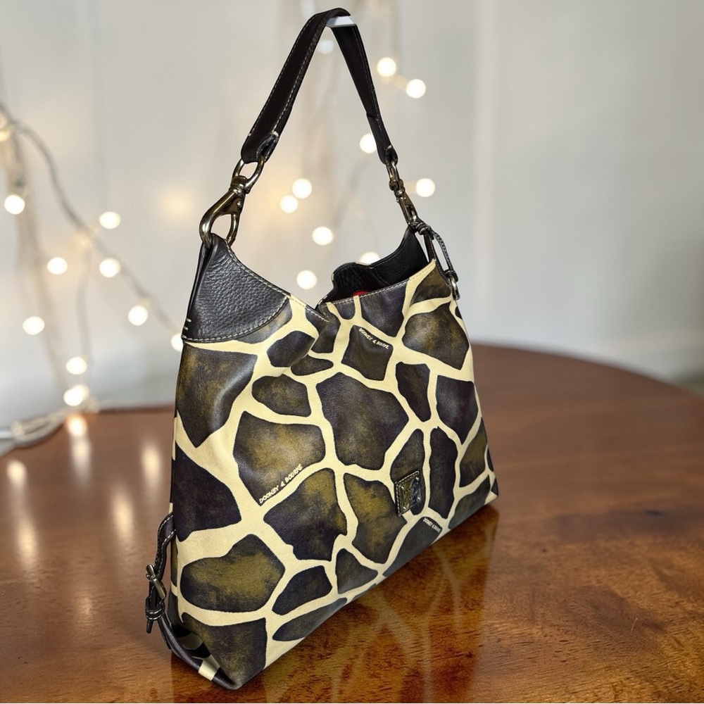 EUC Dooney & Bourke Giraffe Print Hobo Shoulder Bag - All Leather - Picture 7 of 13